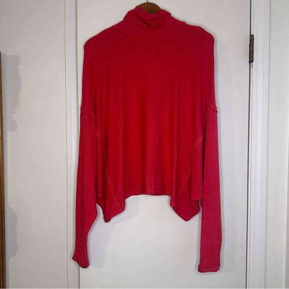 Free People We The Free Red Oversized Slouchy Turtleneck Top XS - Picture 1 of 4